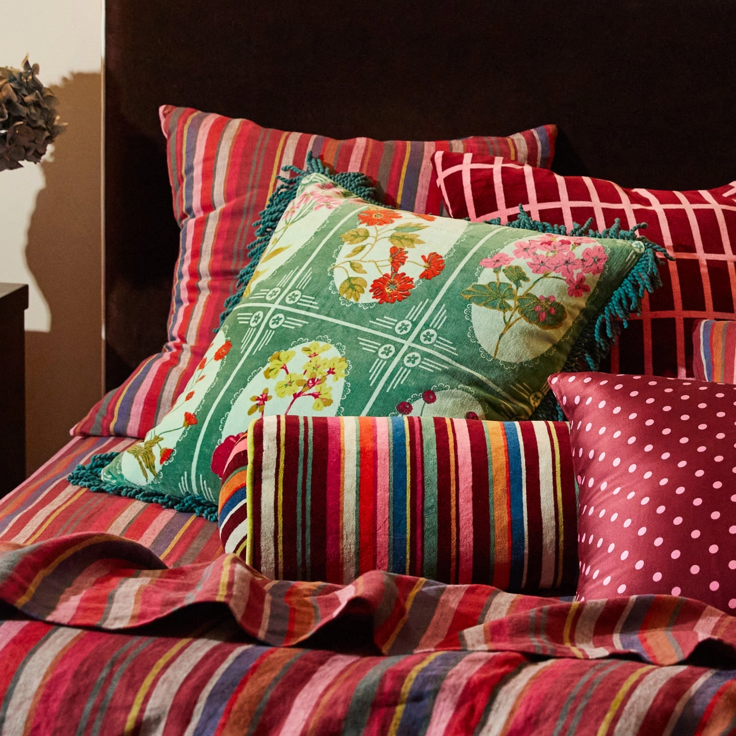 Gigi Velvet Cushion - Forest