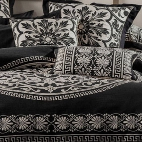 Giovanni Black Long Filled Cushion by GRACE Linen House