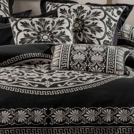Giovanni Black Long Filled Cushion by GRACE Linen House