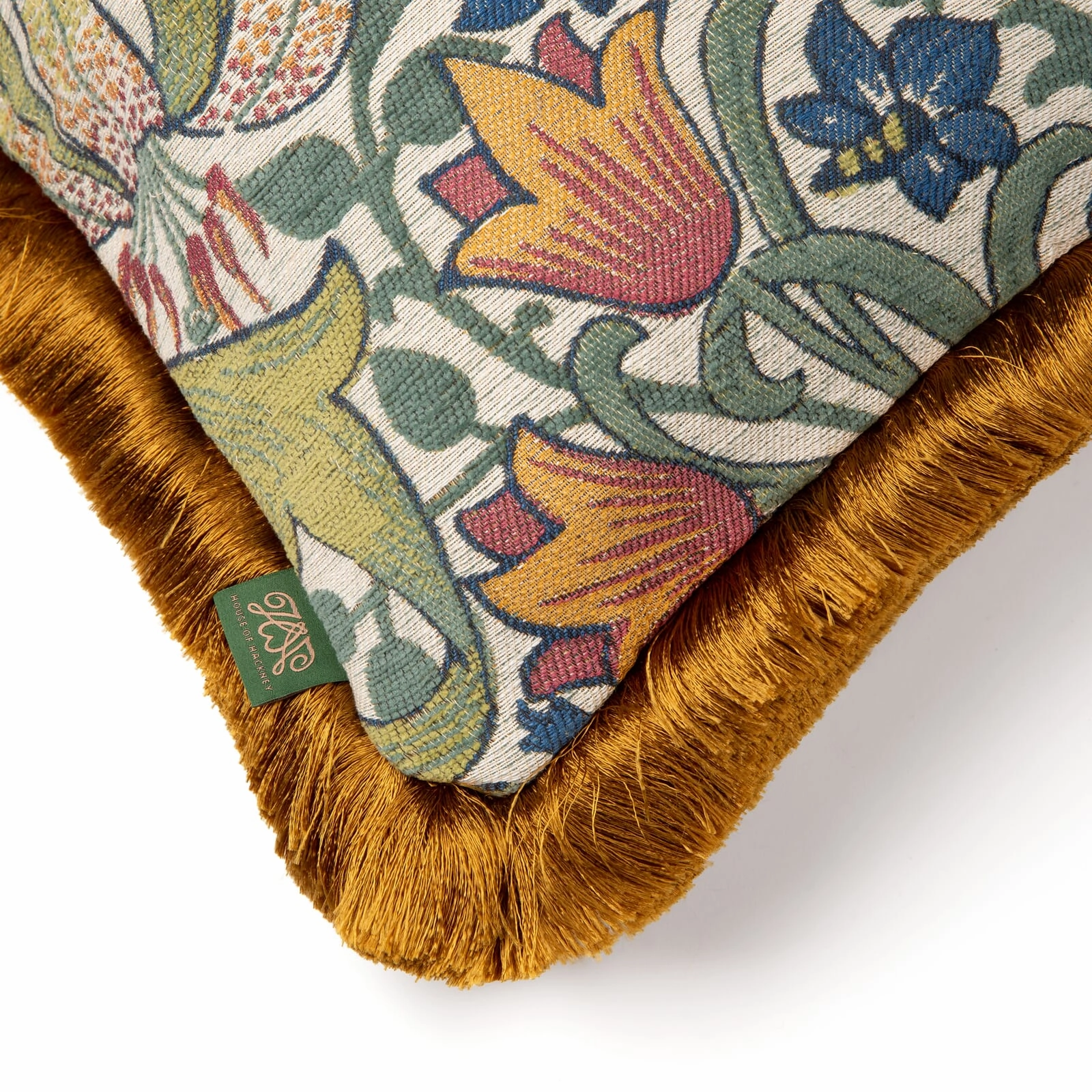GOLDEN LILY Medium Fringed Jacquard Cushion - Parchment
