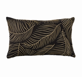 Golden Palms 30x50cm Filled Cushion Black