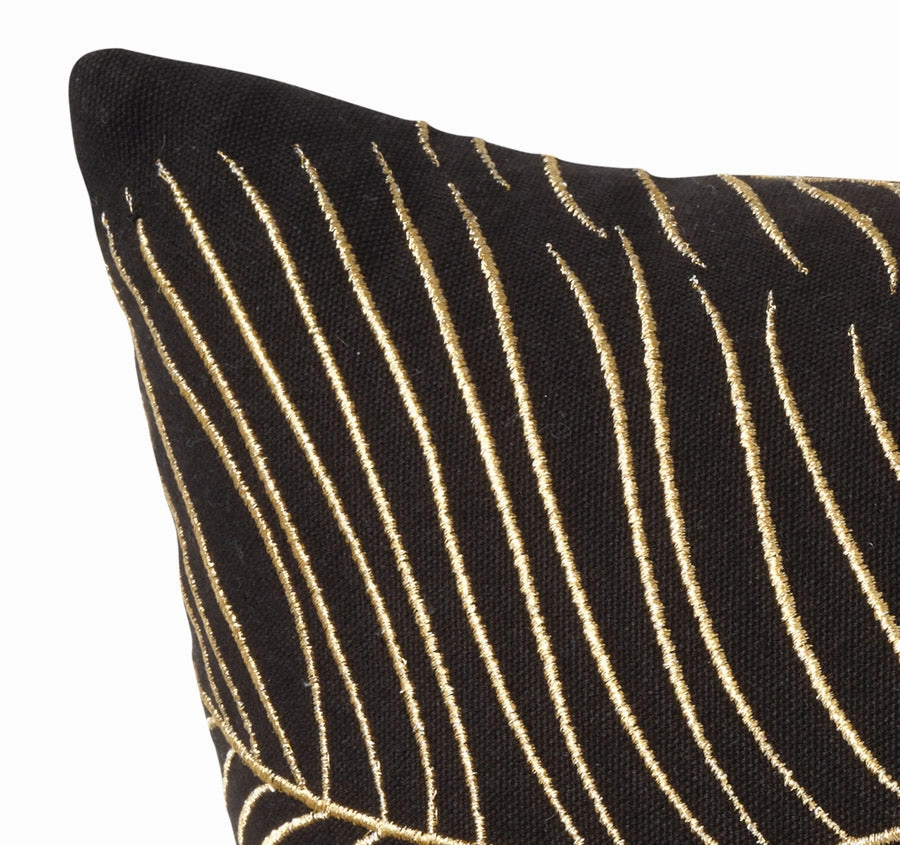 Golden Palms 30x50cm Filled Cushion Black