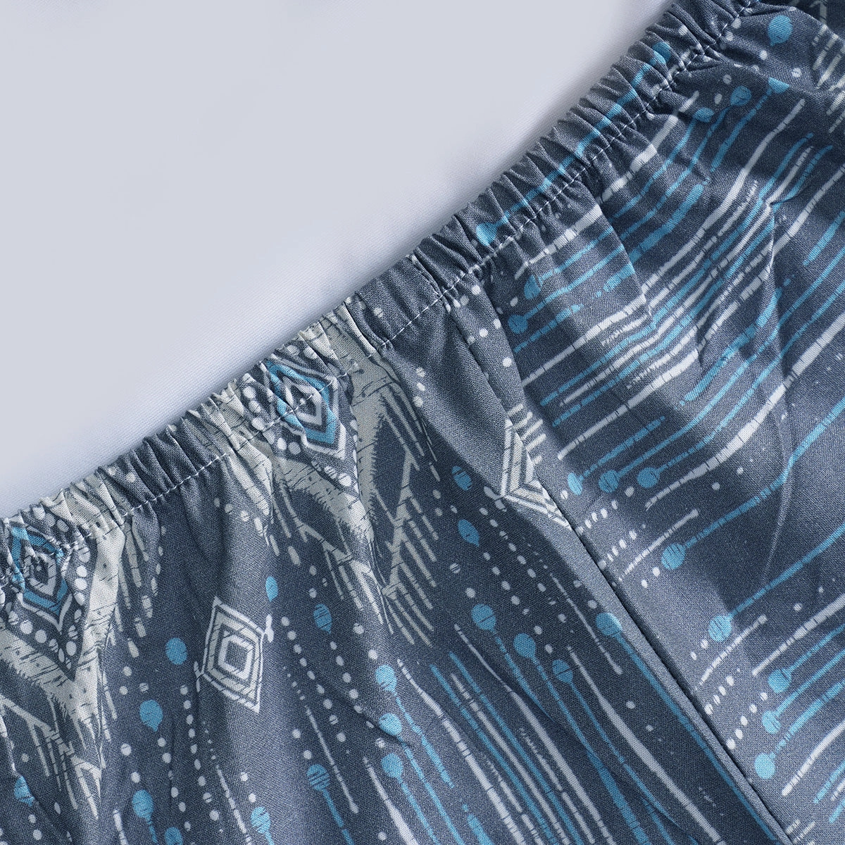 Hermosa Sensory Bloom Gareth 100% Cotton Printed Fitted Sheet with Pillow Case Blue