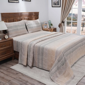 Indigenous Artisan Eclectic Blend 100%Cotton Printed Neutral Bed Sheet With Pillow Case
