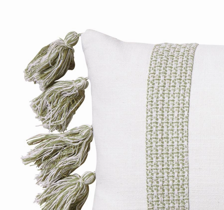 Jacquard Stripe 30x50cm Filled Cushion Sage