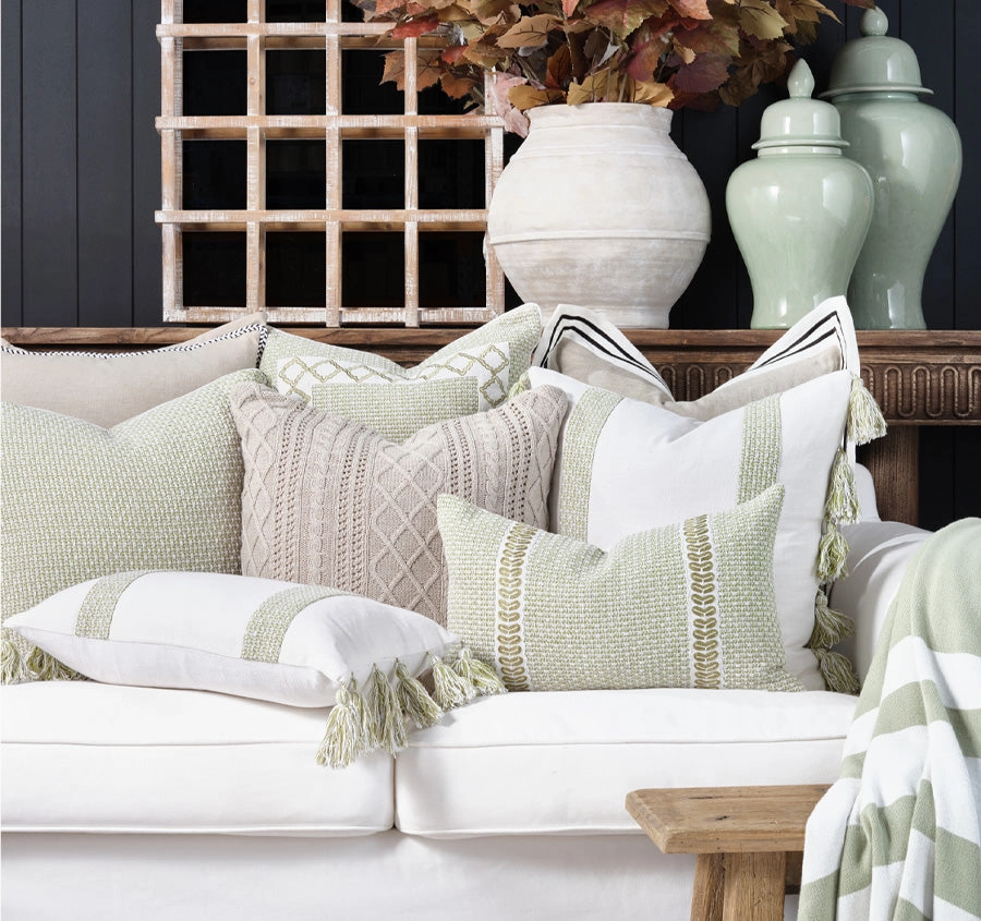 Jacquard Stripe 50x50cm Filled Cushion Sage