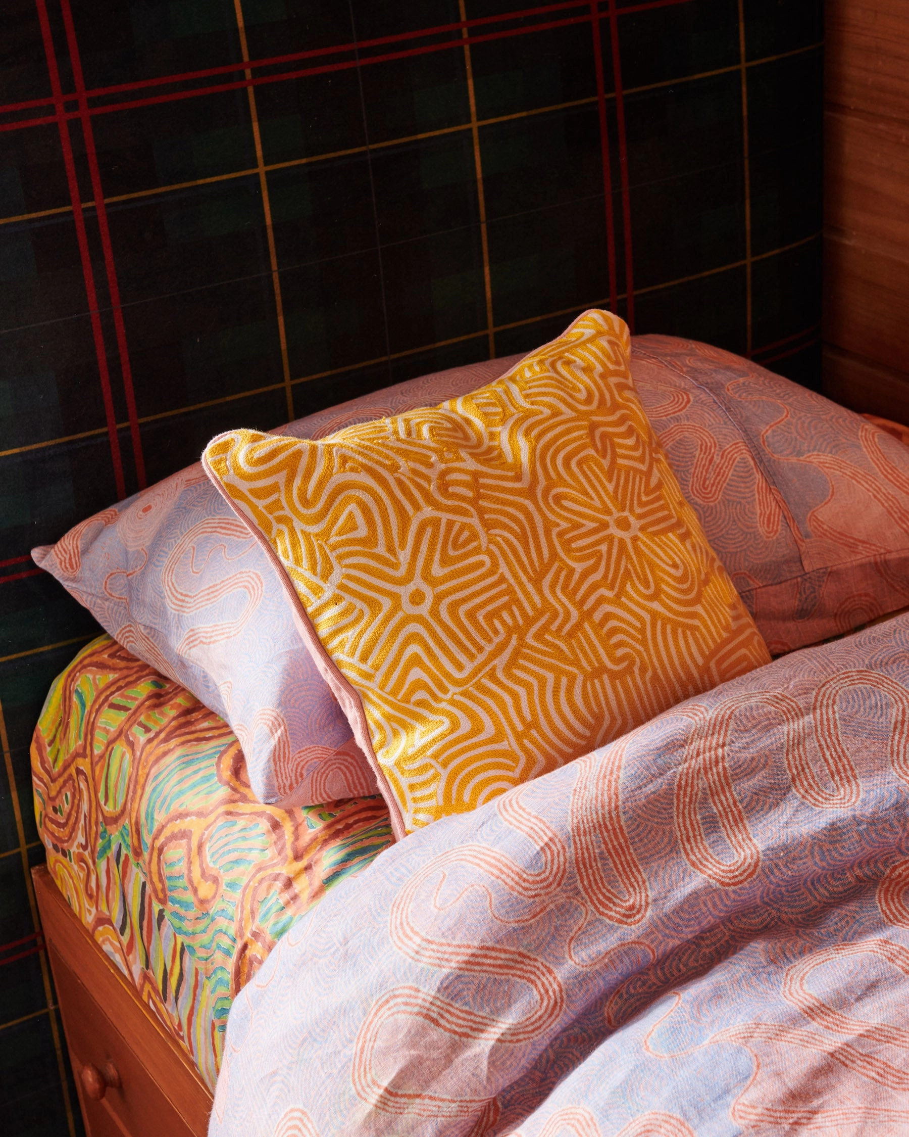 Kalaya Tjukurpa Straw Embroidered Cushion