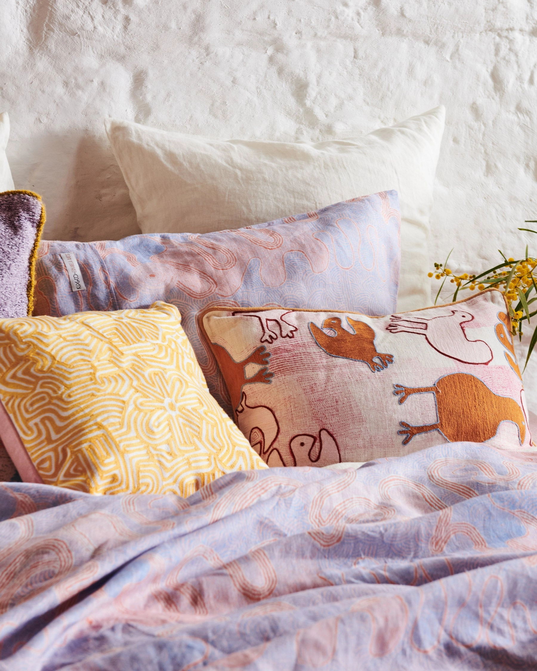 Kalaya Tjukurpa Straw Embroidered Cushion