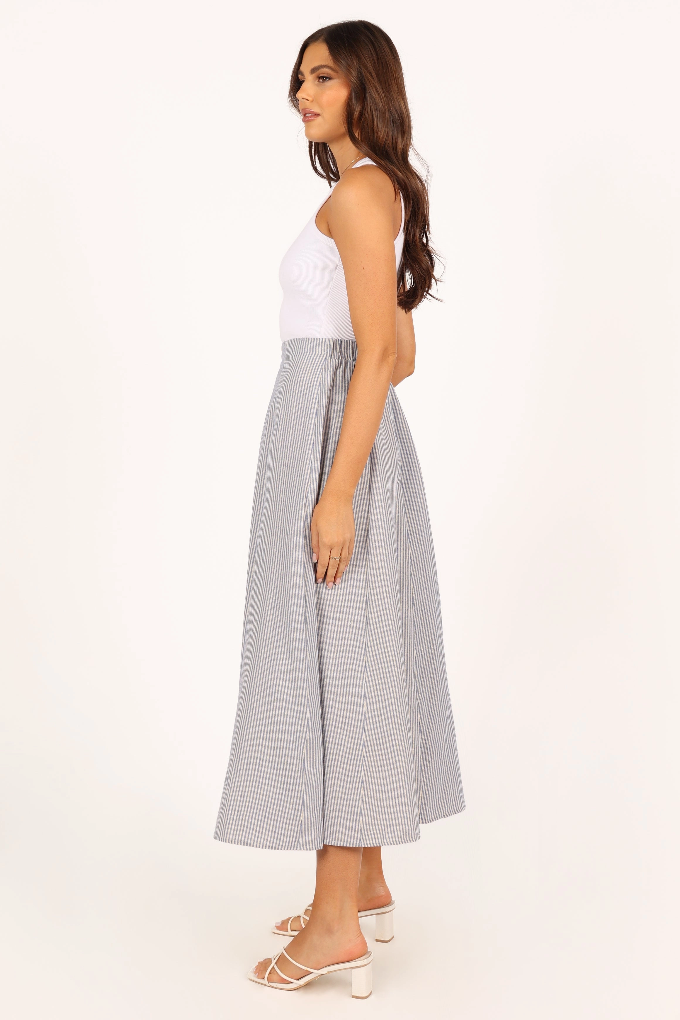Kenny Midi Skirt - Blue Stripe