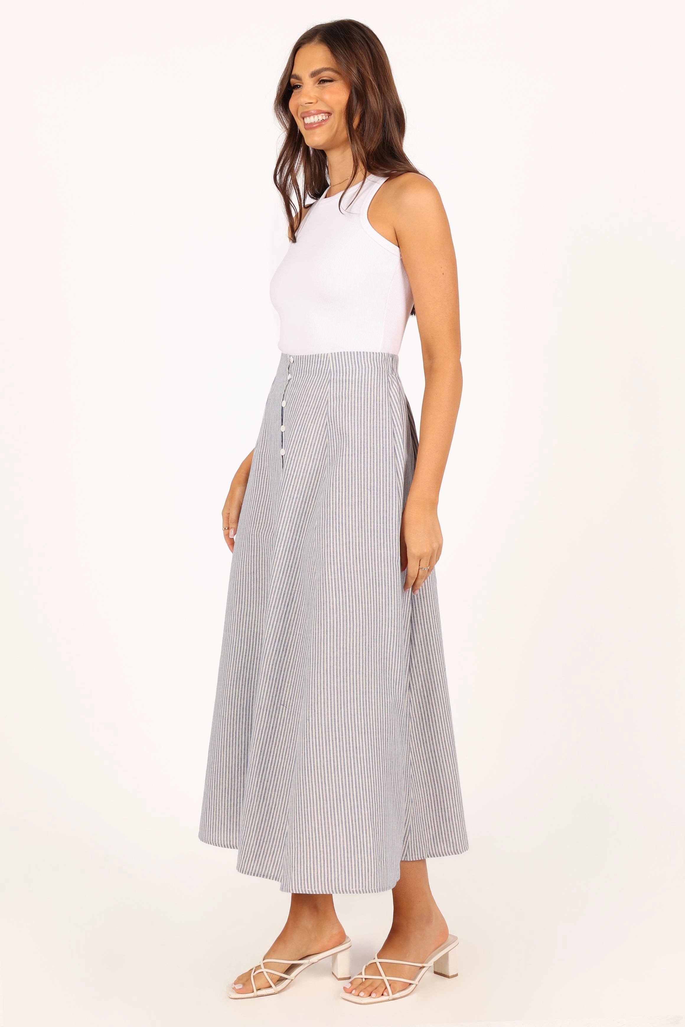 Kenny Midi Skirt - Blue Stripe