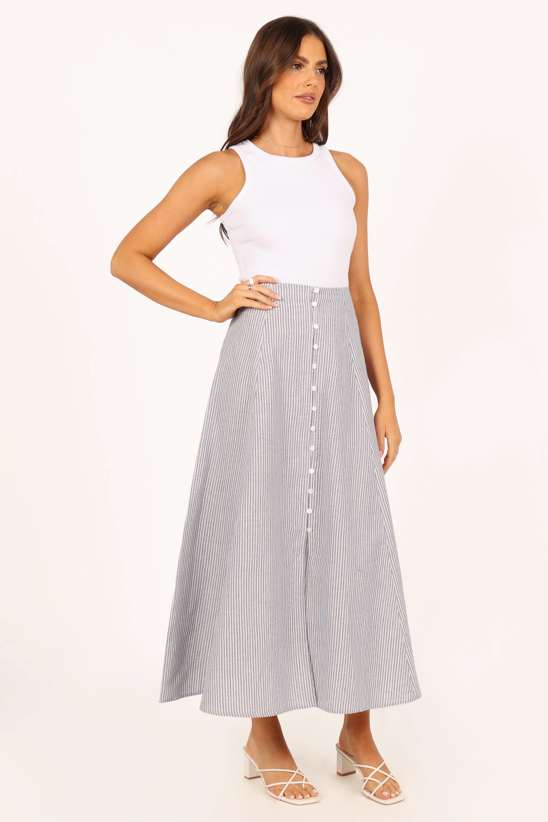 Kenny Midi Skirt - Blue Stripe