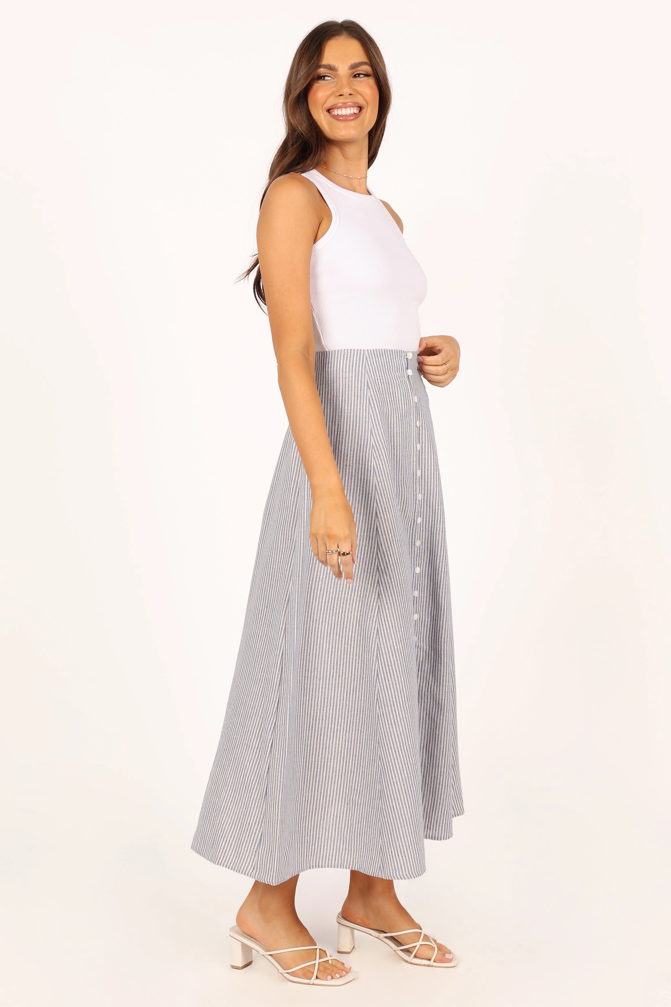 Kenny Midi Skirt - Blue Stripe