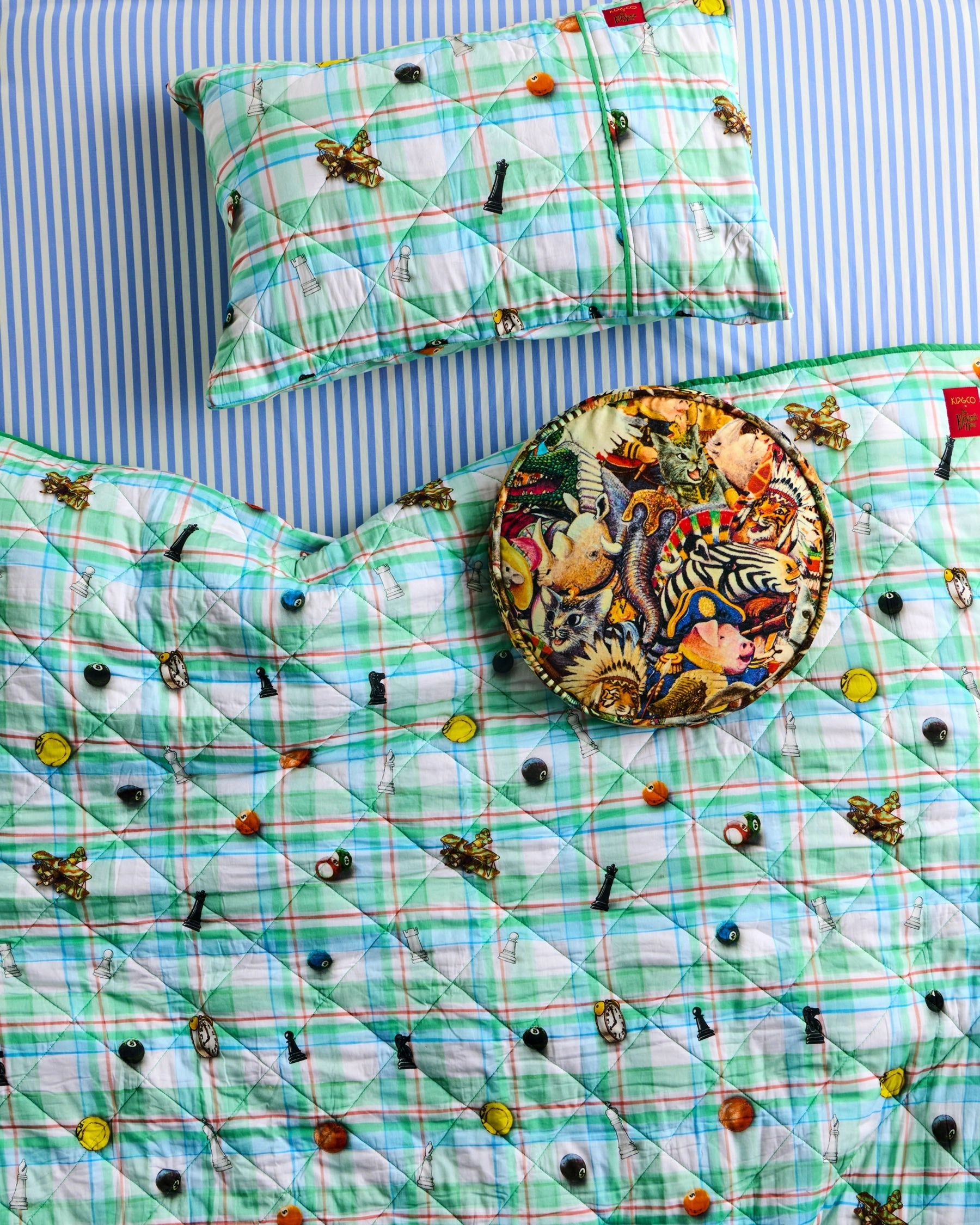 Kip&Co x Eleventh Hour Snookered Tartan Organic Cotton Quilted Pillowcase