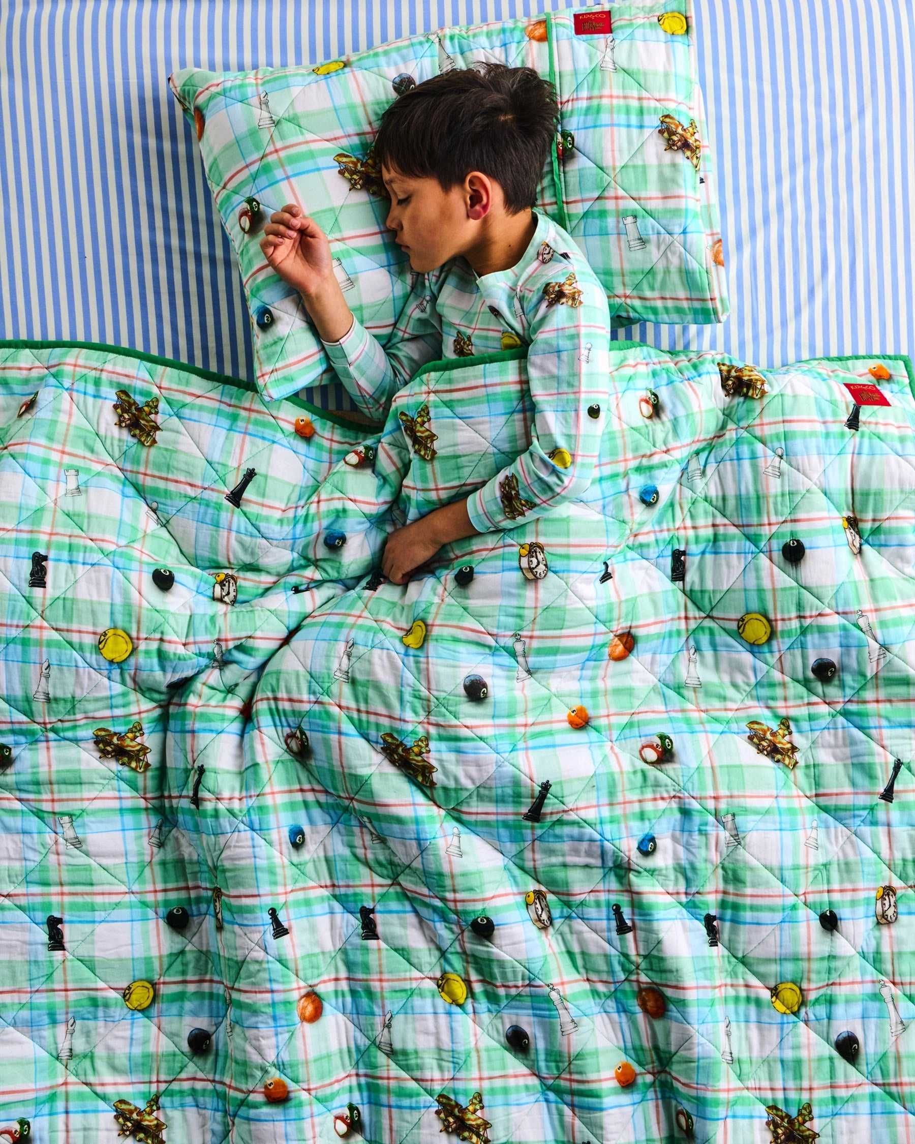 Kip&Co x Eleventh Hour Snookered Tartan Organic Cotton Quilted Pillowcase