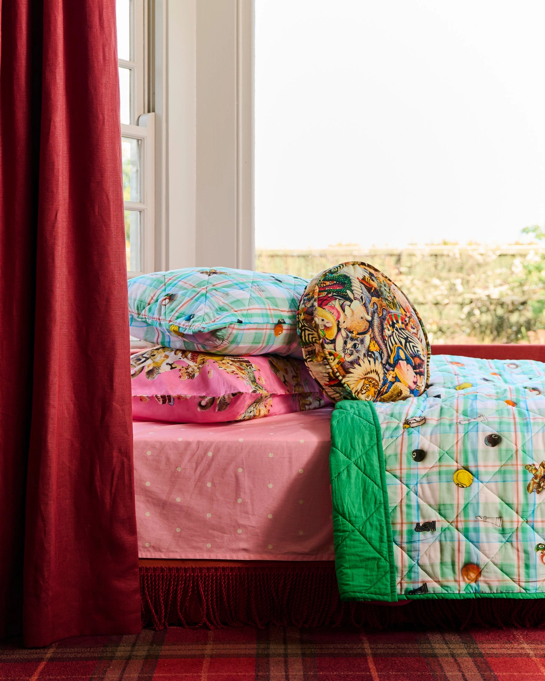 Kip&Co x Eleventh Hour Snookered Tartan Organic Cotton Quilted Pillowcase