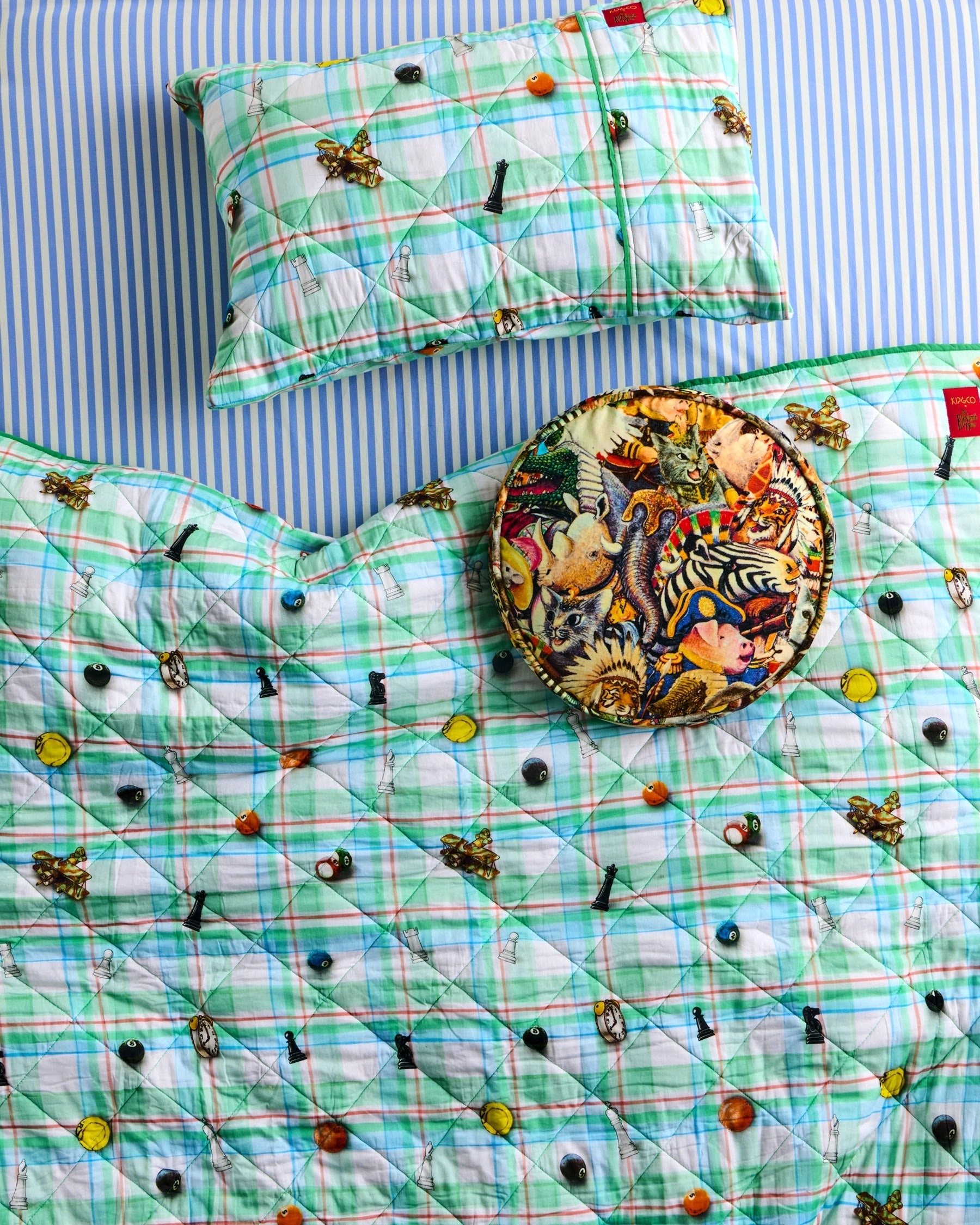 Kip&Co x Eleventh Hour Snookered Tartan Organic Cotton Quilted Pillowcase
