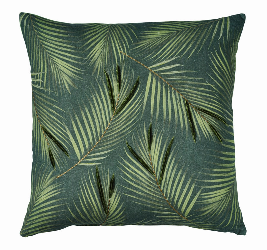 Leafy Palm 50x50cm Filled Cushion Green