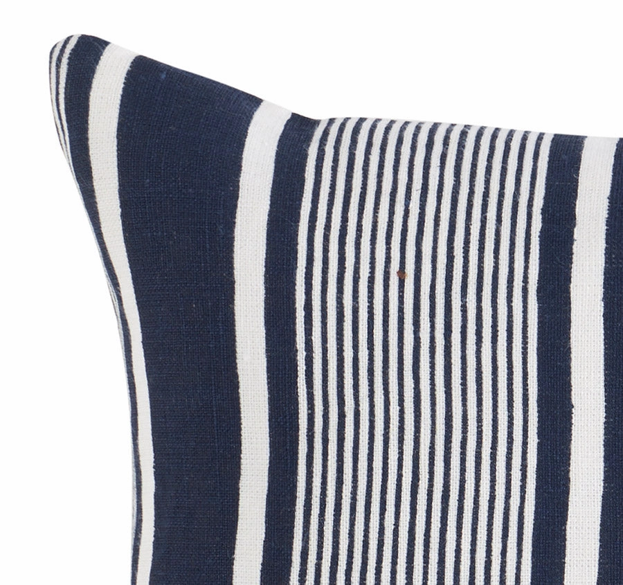 Linen Capri Stripes 35x60cm Filled Cushion Navy