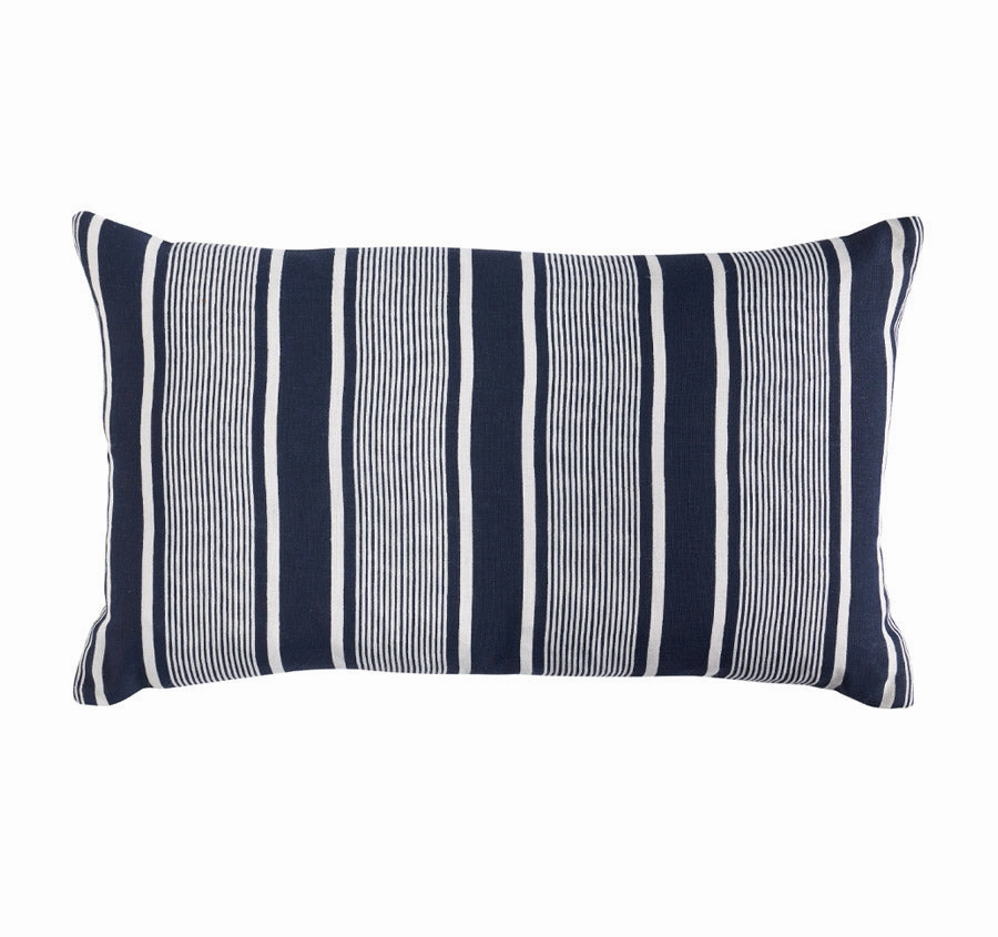 Linen Capri Stripes 35x60cm Filled Cushion Navy