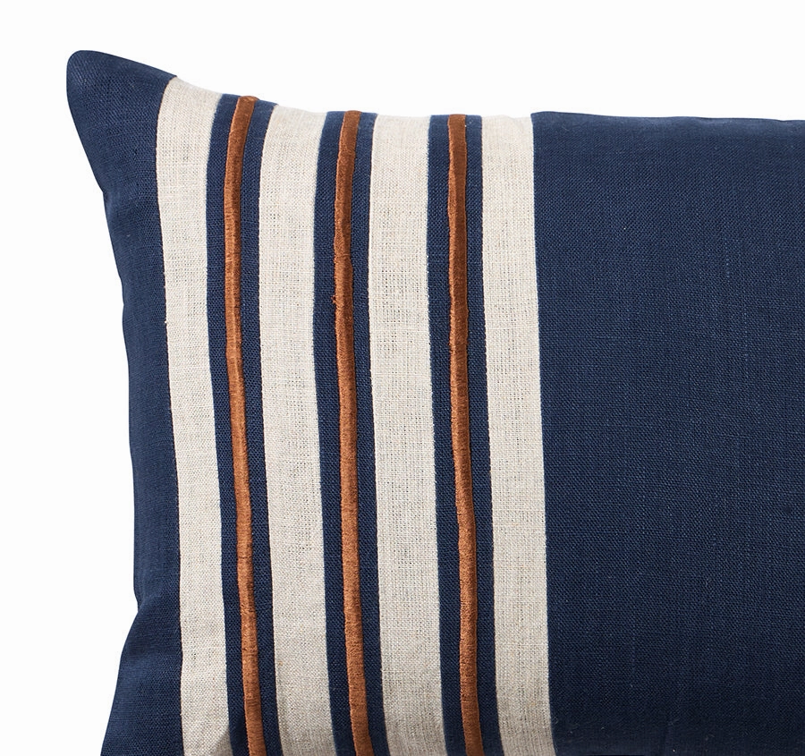 Linen Charleston 30x50cm Filled Cushion Navy