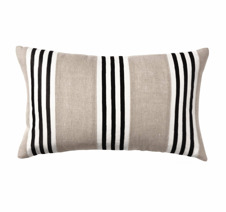 Linen Maison Stripe 30x50cm Filled Cushion Sand