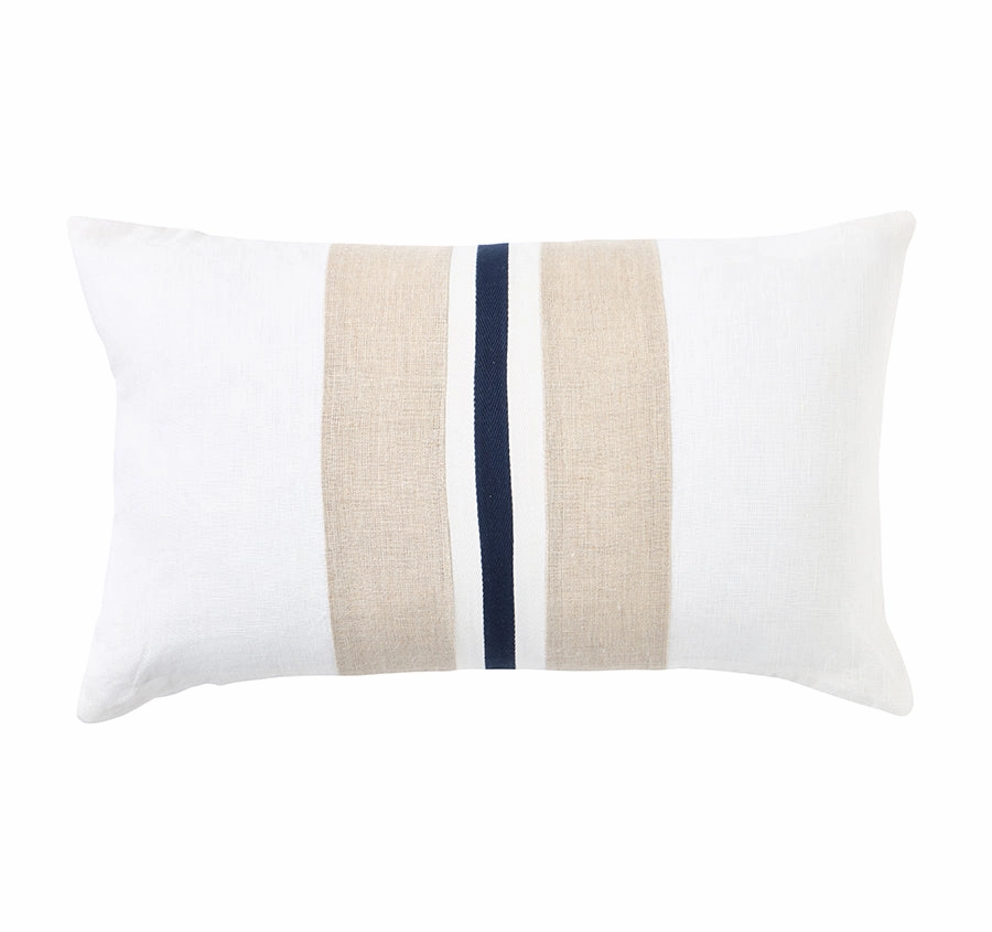 Linen Monaco Stripe 30x50cm Filled Cushion Navy