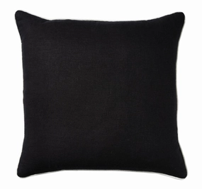 Linen Piping 50x50cm Filled Cushion Black