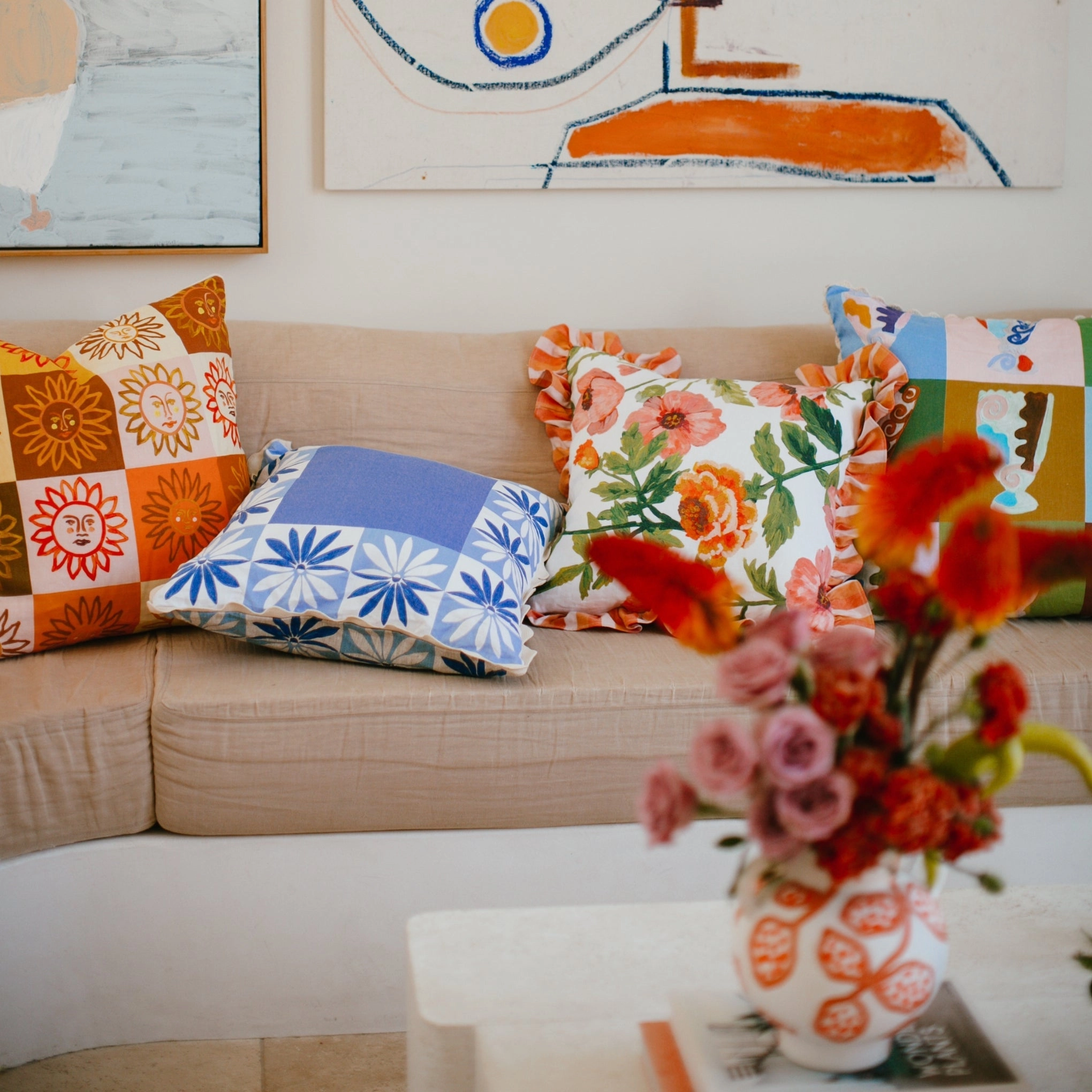 Love-In-A-Mist Linen Cushion