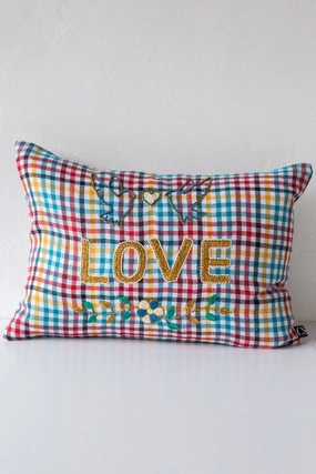 Love Plaid Cushion