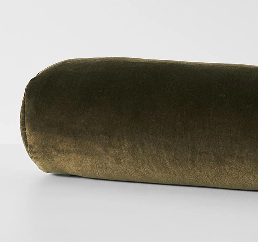 Luxury Velvet 18x60cm Filled Cushion Khaki