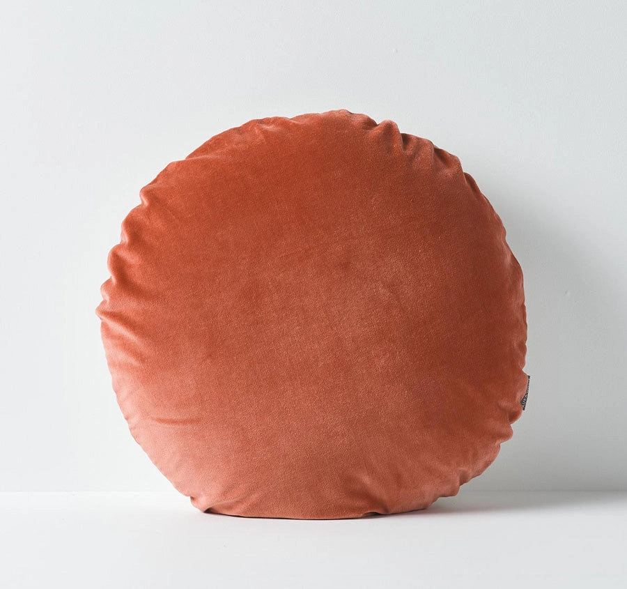 Luxury Velvet 55cm Filled Round Cushion Brandy