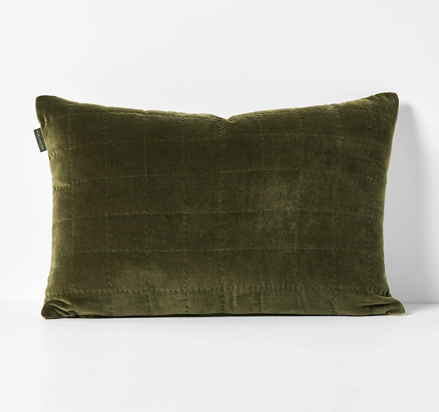 Luxury Velvet Quilted 40x60cm Filled Cushion Caper