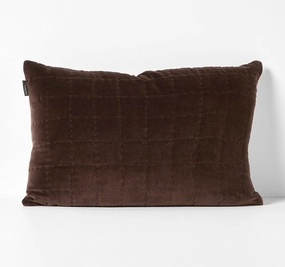 Luxury Velvet Quilted 40x60cm Filled Cushion Chocolate