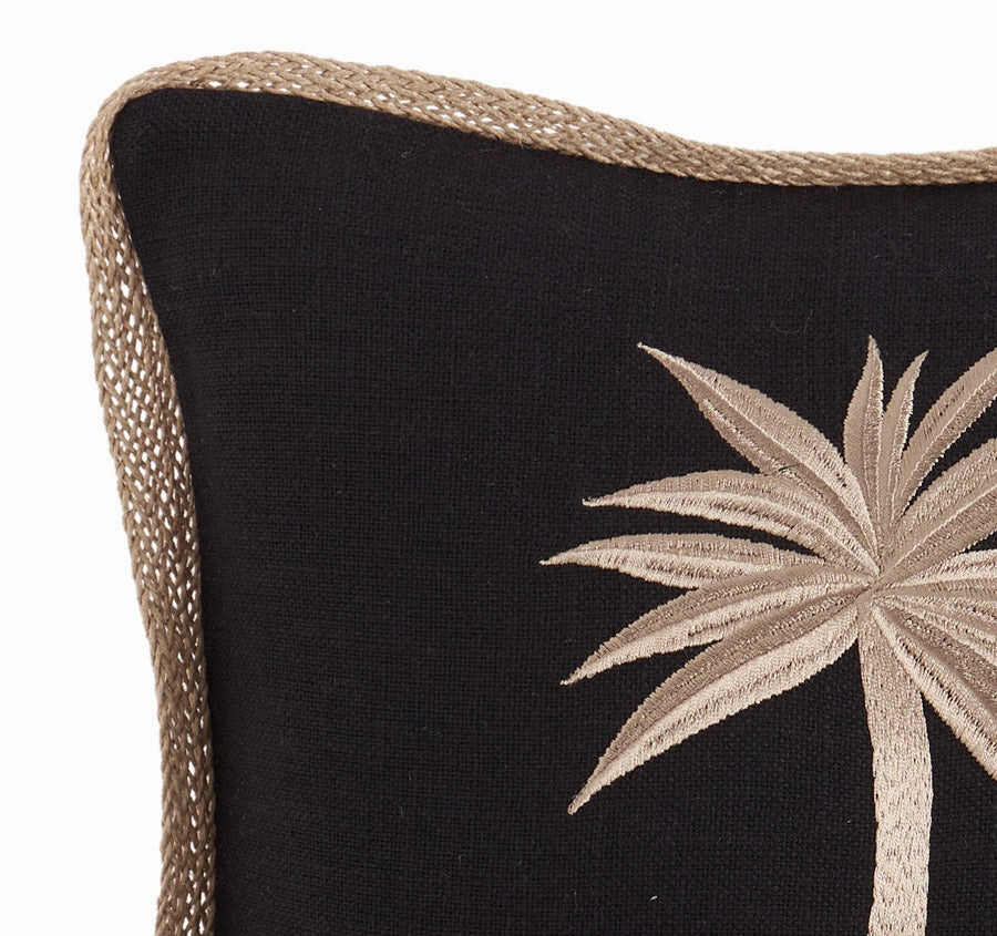 Marigold Palm 30x50cm Filled Cushion Black
