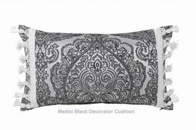 Medici Black Brunch Cushion (Filled) by Davinci