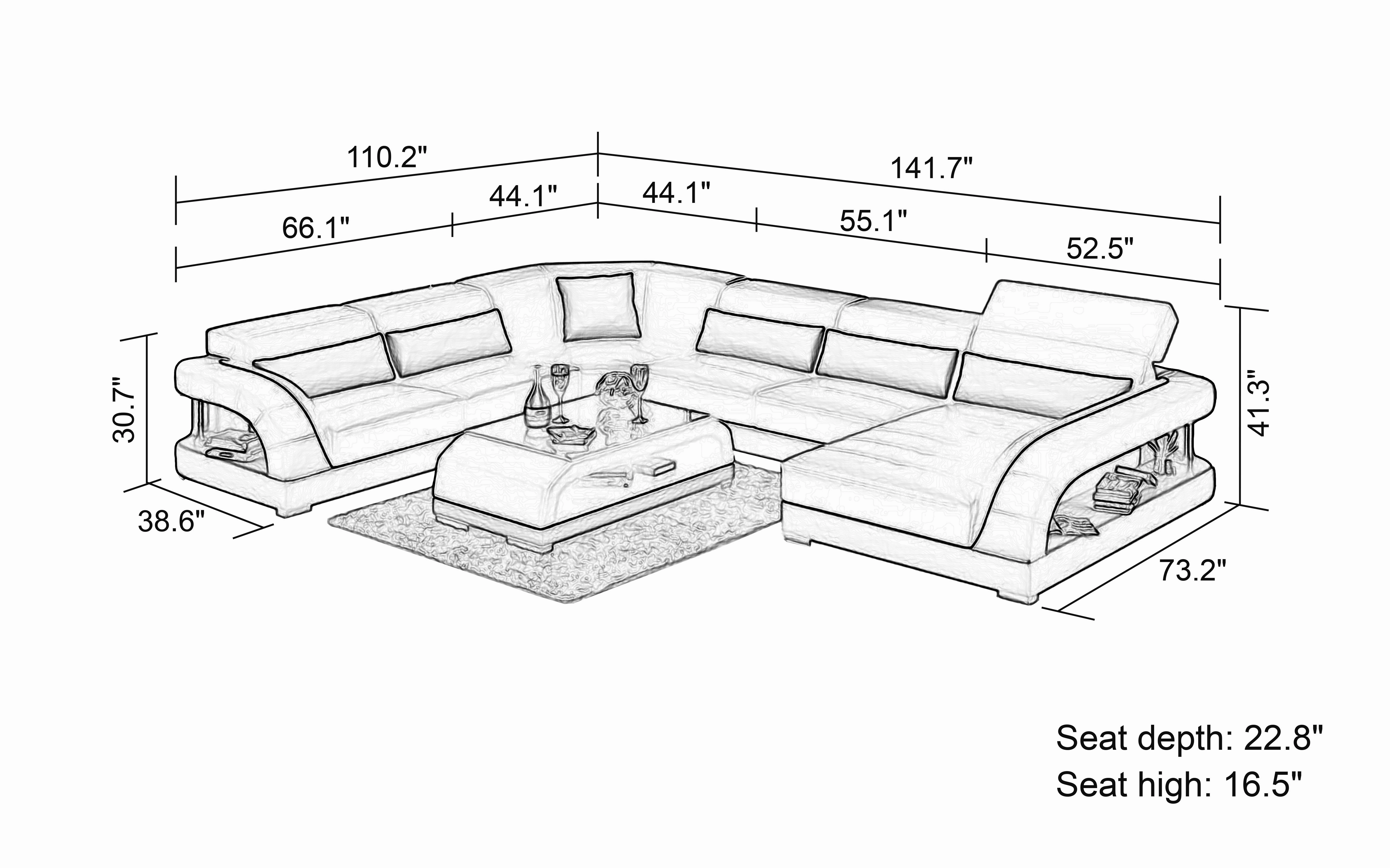 Monte Modern U-Shape Leather Sectional