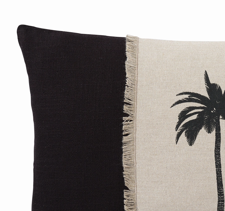 Montego Palm 30x50cm Filled Cushion Black