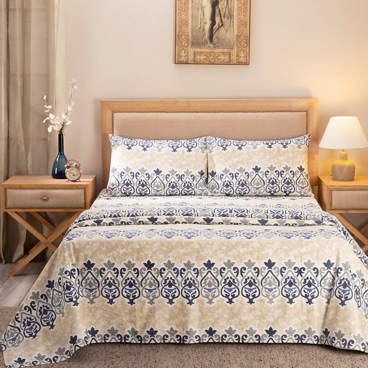 Nouveau Tradition Kaleen Global Blue Bed Sheet with Pillow Case