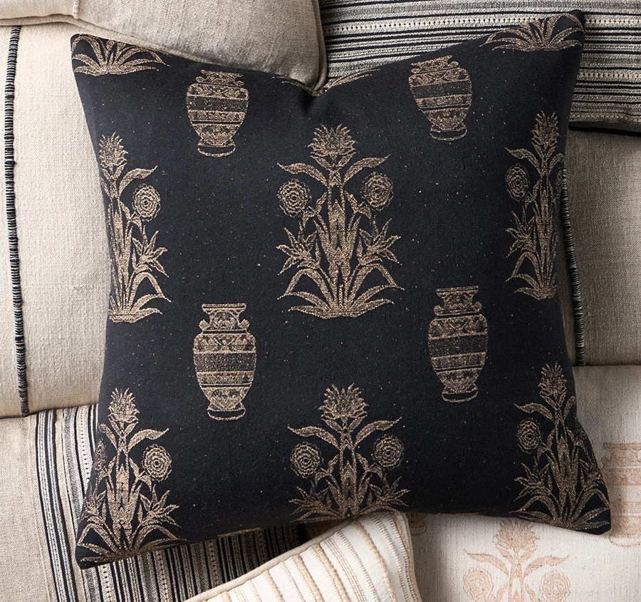 Olympia Palm 50x50cm Filled Cushion Black