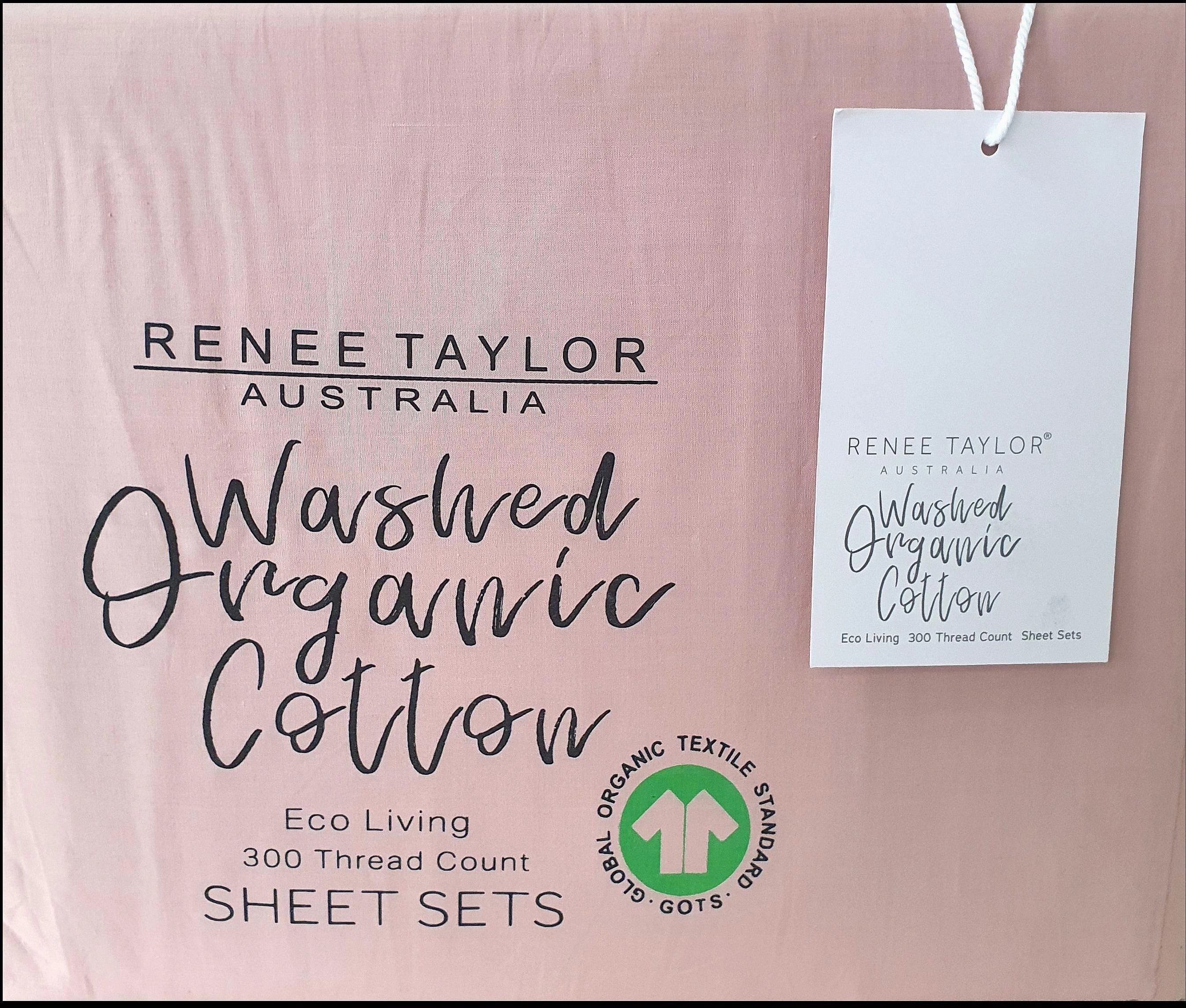 Organic Cotton Percale 300TC SEPIA ROSE Sheet Set by Renee Taylor