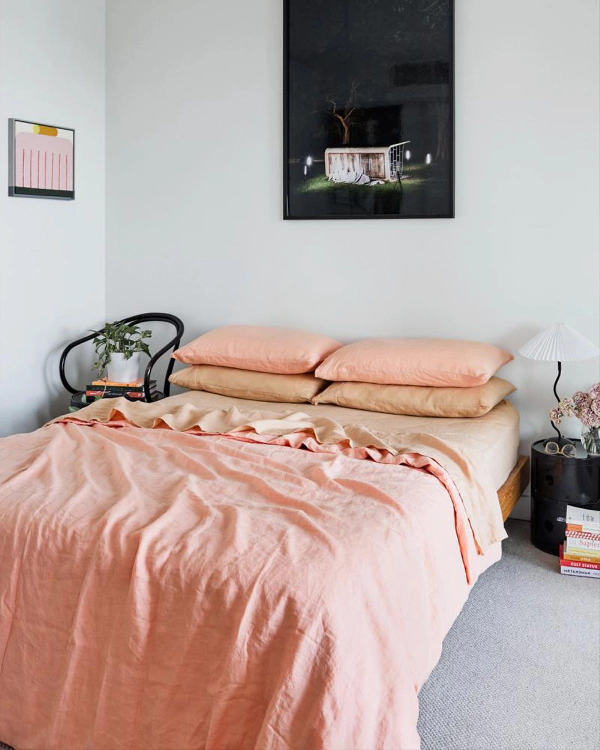 Peach 100% French Flax Linen Pillowcases (Set of Two)