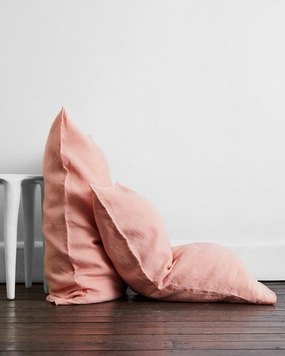 Peach 100% French Flax Linen Pillowcases (Set of Two)
