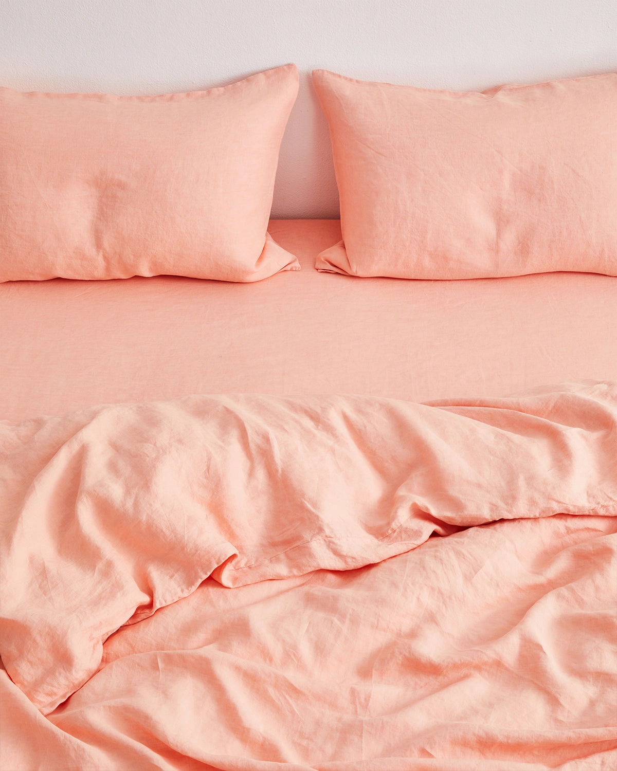Peach 100% French Flax Linen Pillowcases (Set of Two)