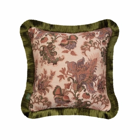 PERSEPHONE Medium Fringed Jacquard Cushion - Tourmaline