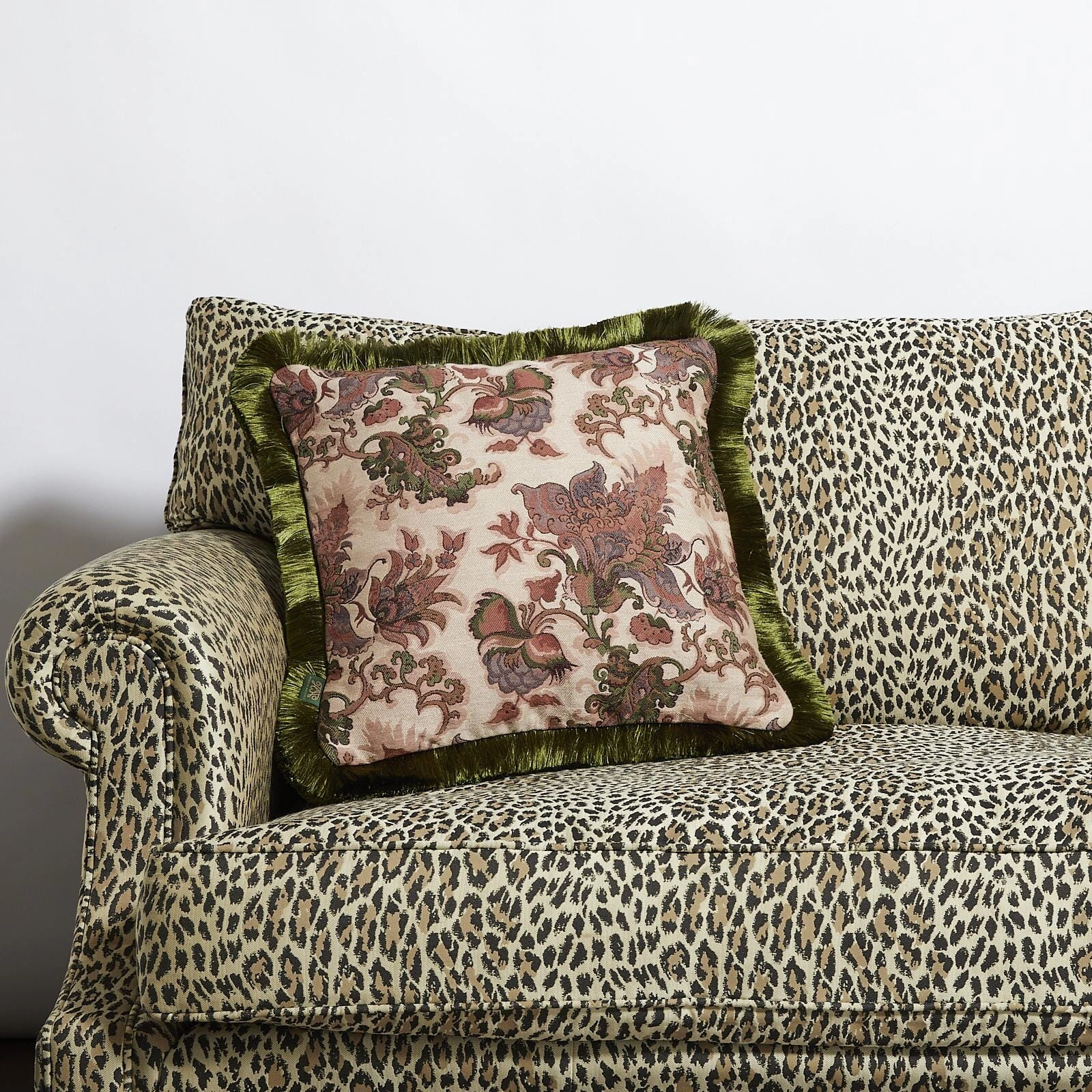 PERSEPHONE Medium Fringed Jacquard Cushion - Tourmaline