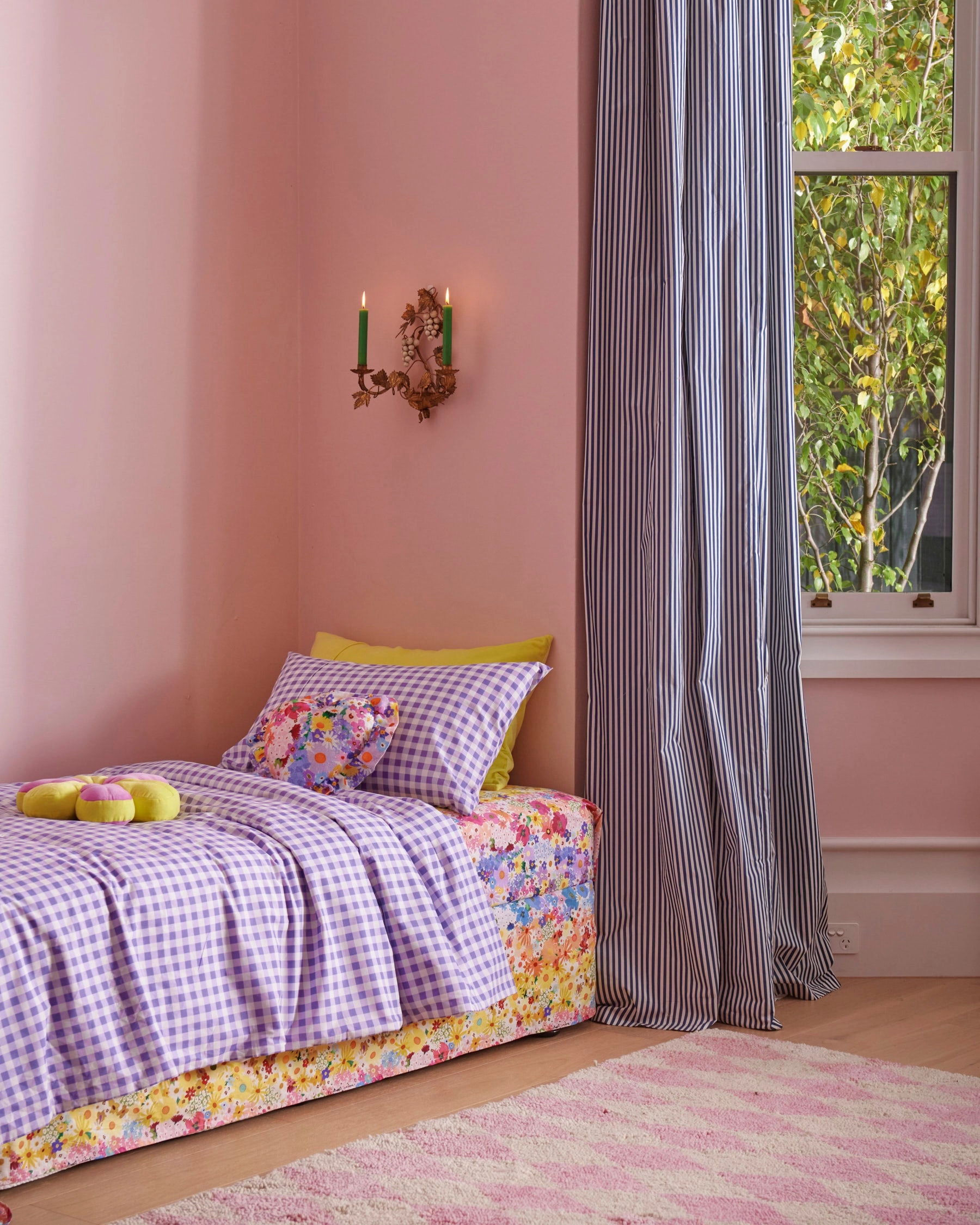 Pink Yellow Velvet Petal Cushion