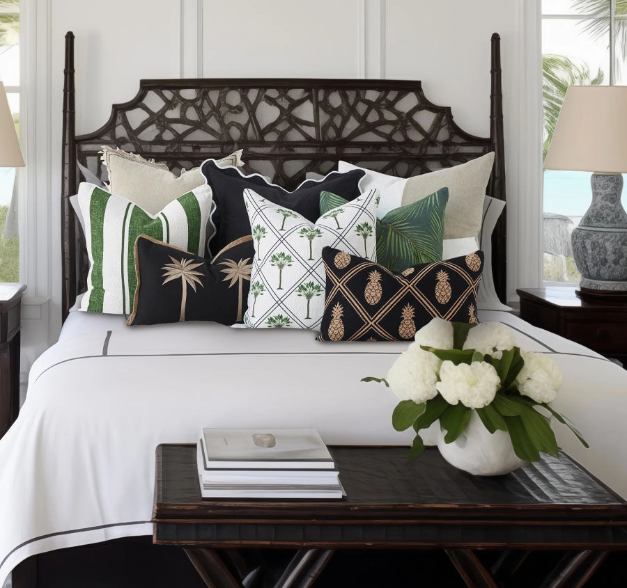 Raffles Palms 50x50cm Filled Cushion Green
