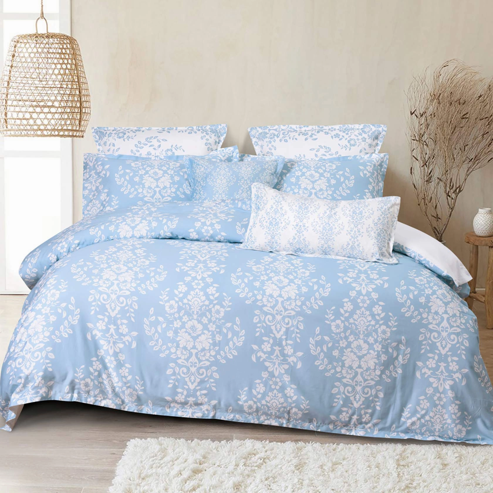 Ravello Blue Velvet Square Filled Cushion 43 x 43cm by Bianca