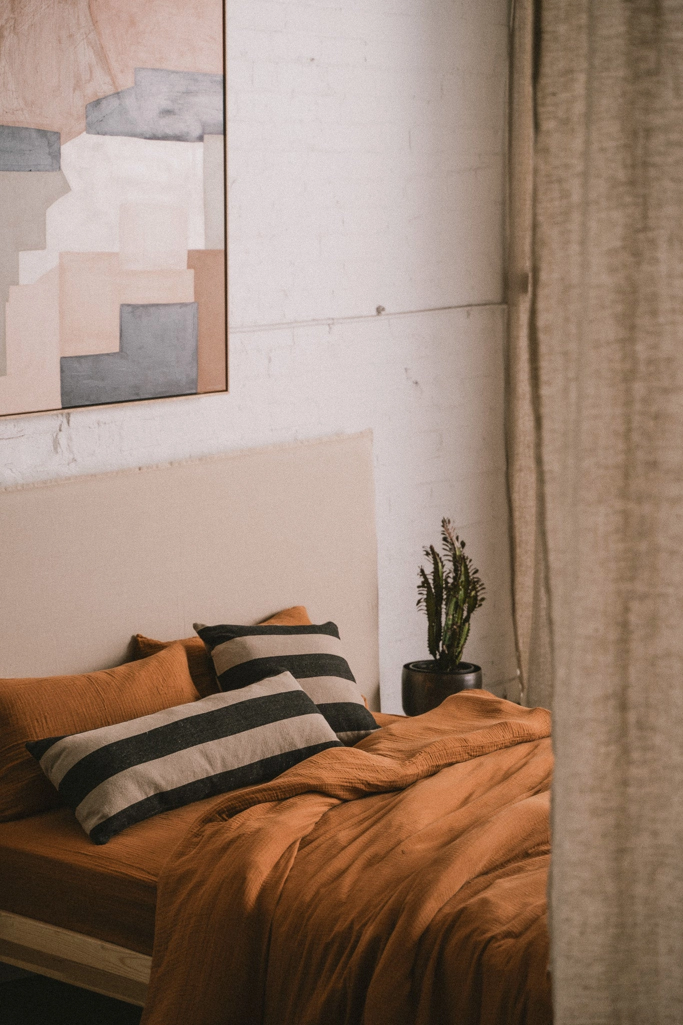 Recycled Cotton Striped Cushion | Bolster