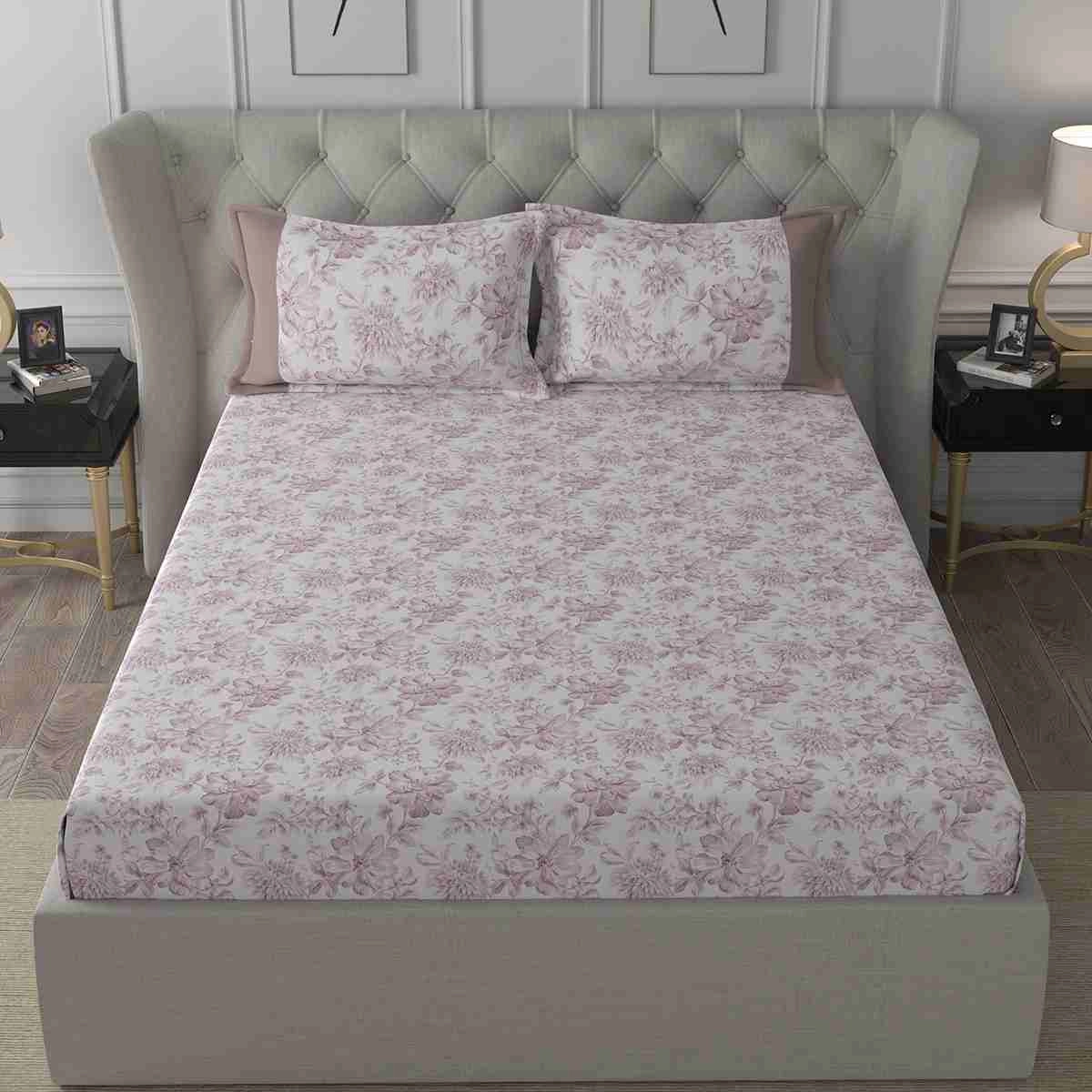 Regency Alicia Printed 210TC 100 %Cotton Pink Bed Sheet with Pillow Case